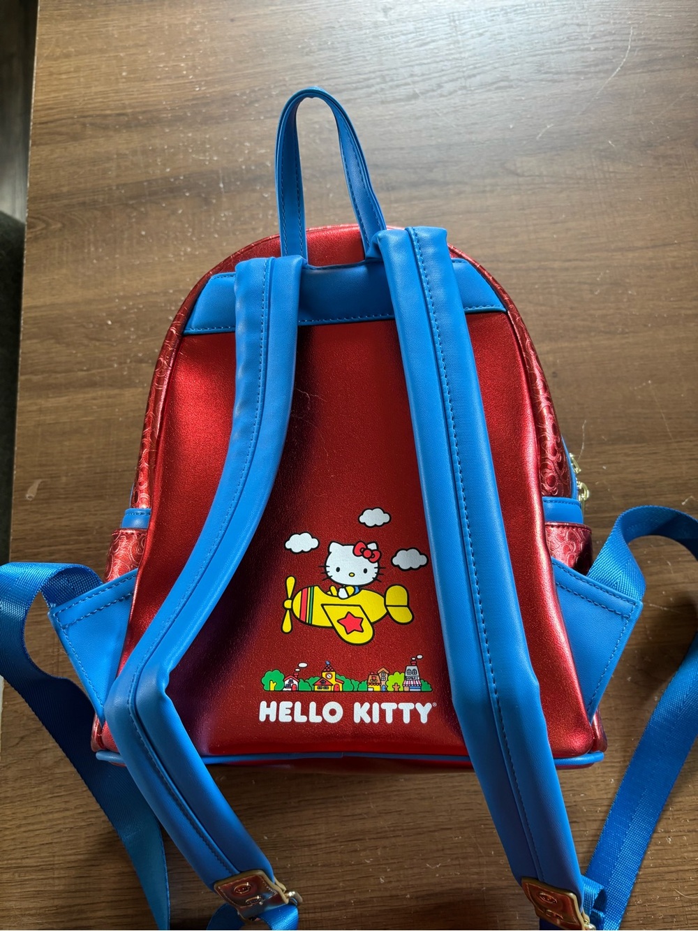 Loungefly Hello Kitty Red and Blue Mini Backpack - Picture 2 of 4